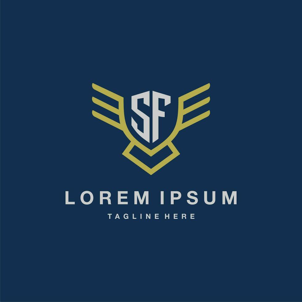 SF initial monogram logo for creative eagle line image vector design