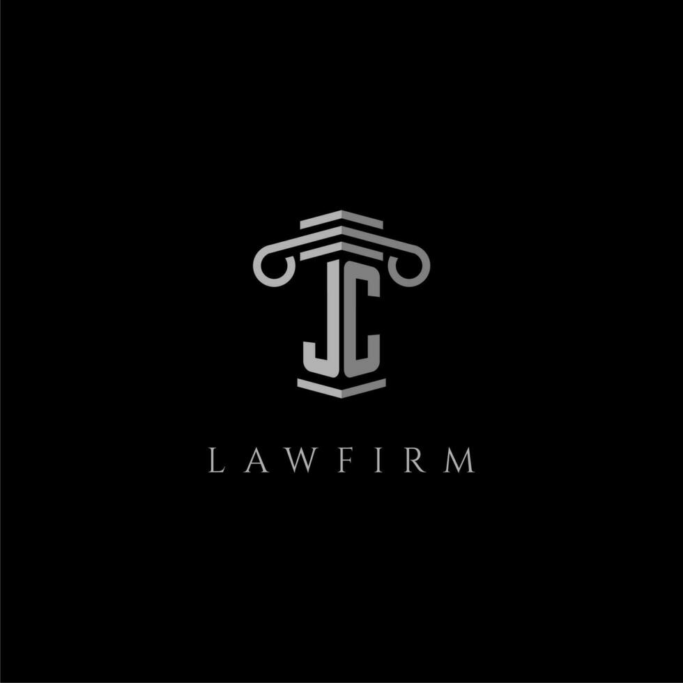 JC initial monogram logo lawfirm with pillar design vector