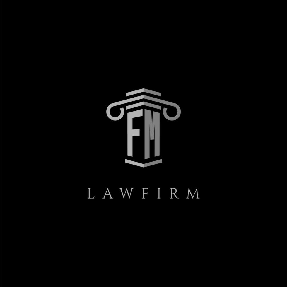 FM initial monogram logo lawfirm with pillar design vector