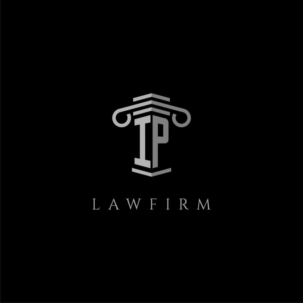 IP initial monogram logo lawfirm with pillar design vector
