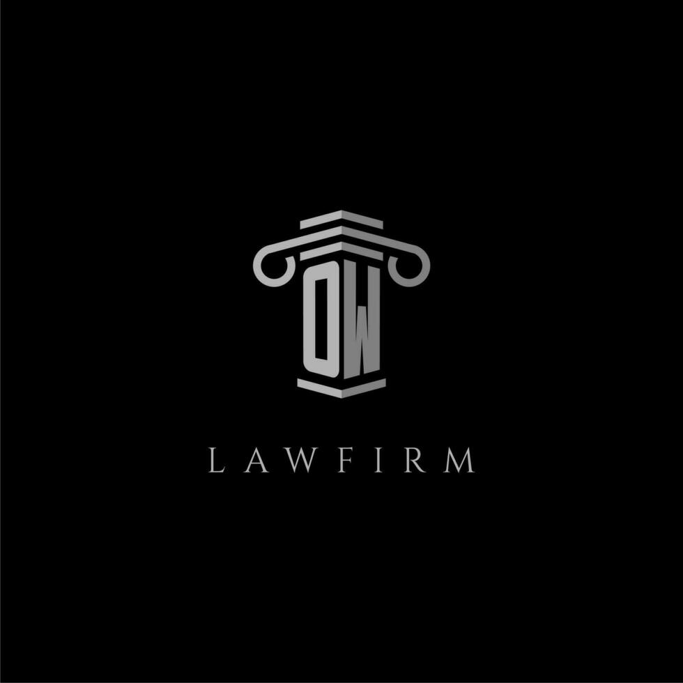 OW initial monogram logo lawfirm with pillar design vector