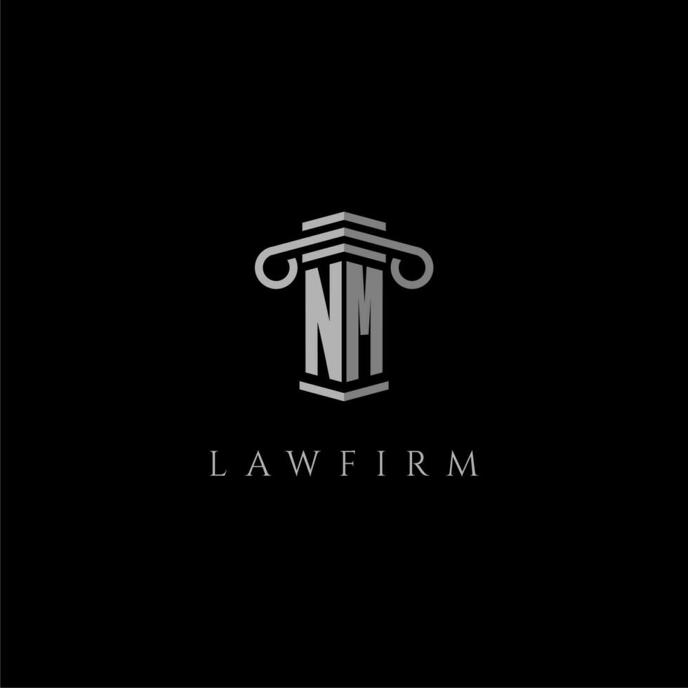 NM initial monogram logo lawfirm with pillar design vector