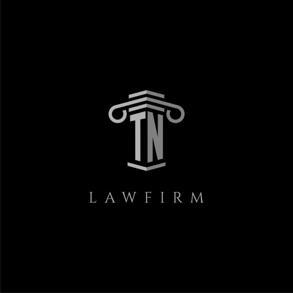 TN initial monogram logo lawfirm with pillar design vector