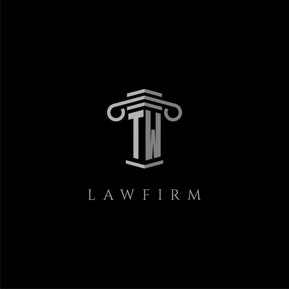 TW initial monogram logo lawfirm with pillar design vector