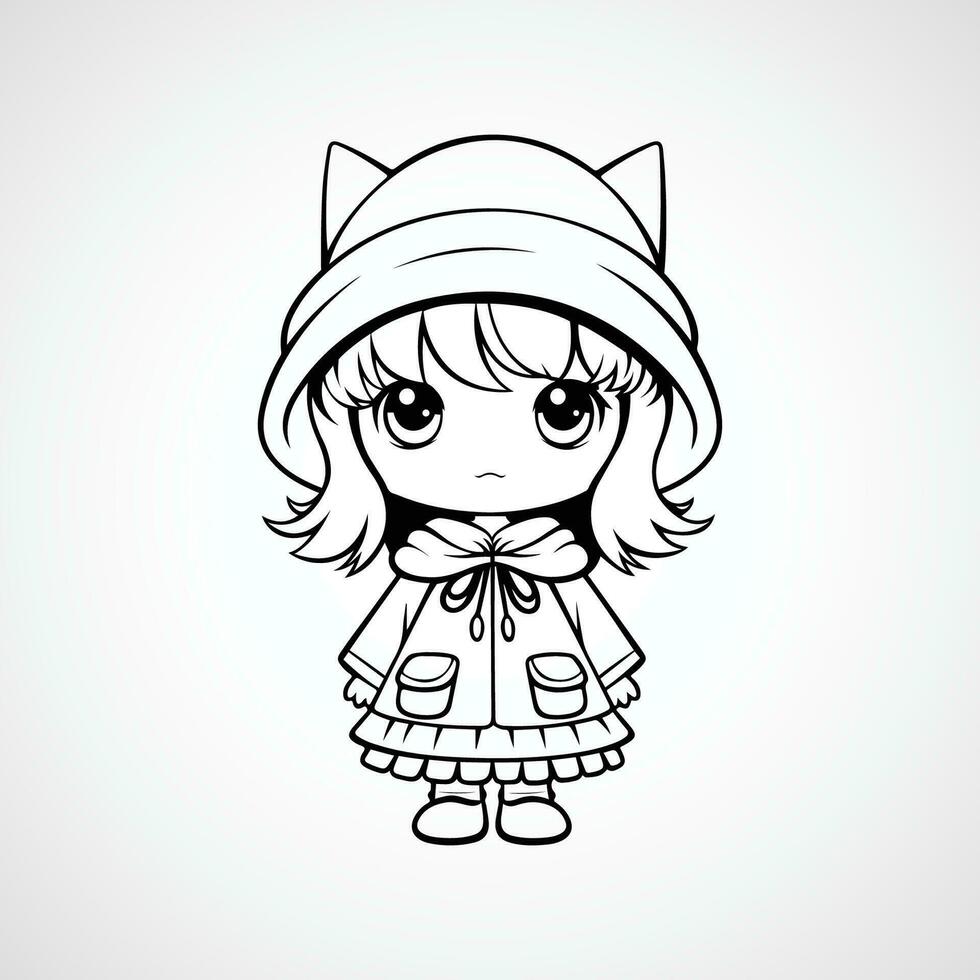 Vector cute little girl illustration