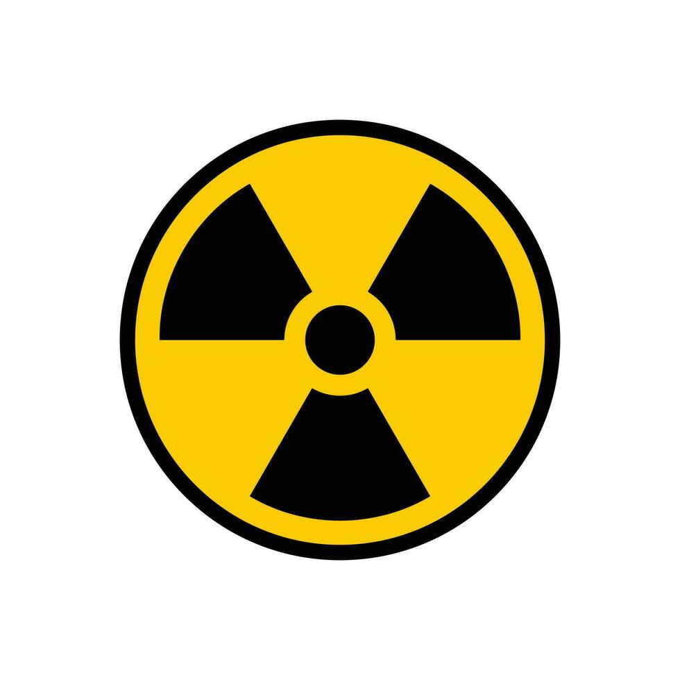 Radioactive warning yellow circle sign. Radioactivity warning vector symbol.