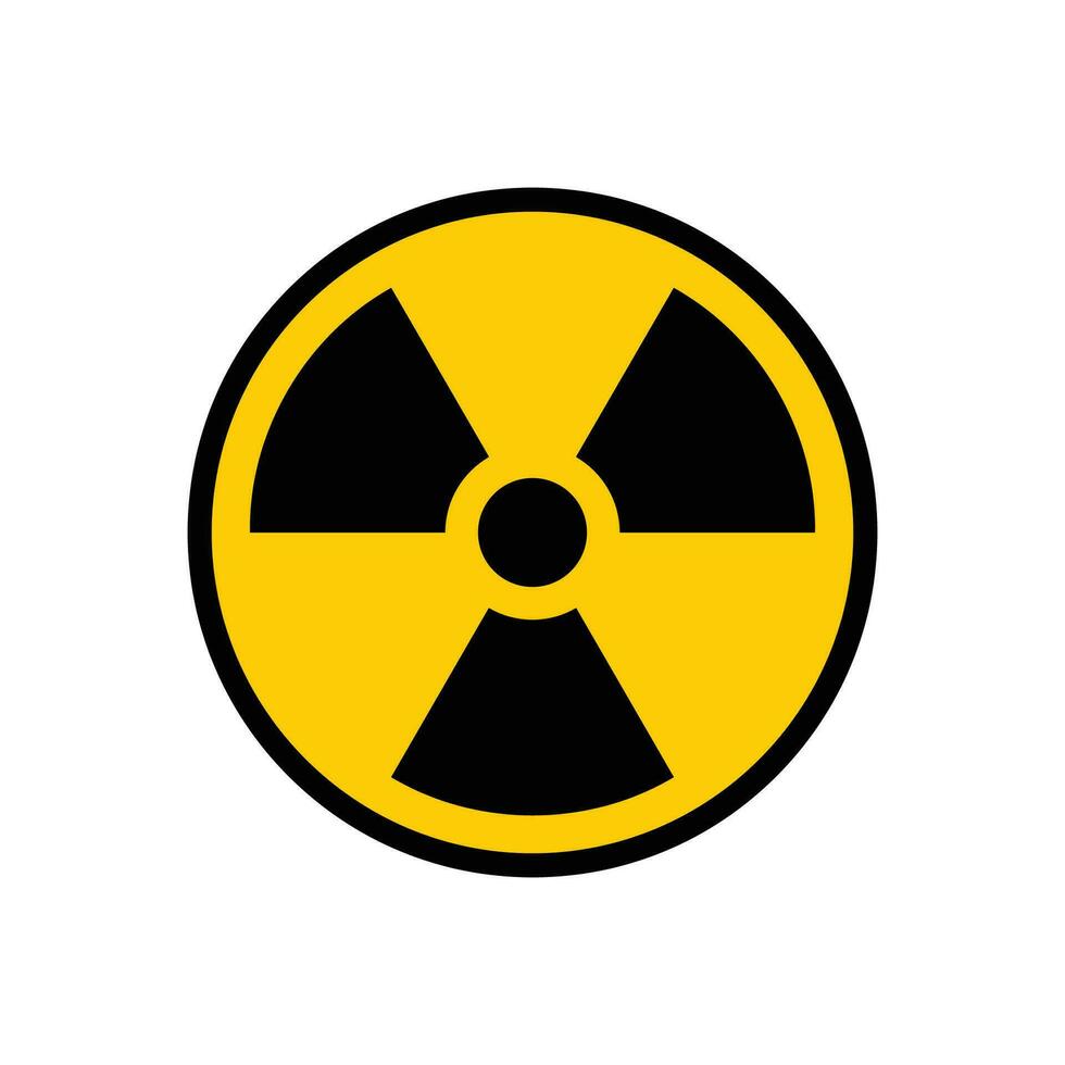 Radioactive warning yellow circle sign. Radioactivity warning vector symbol.