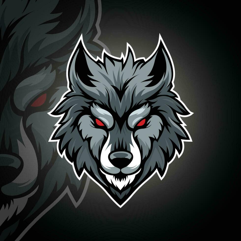 Vector wolf face esport mascot logo design