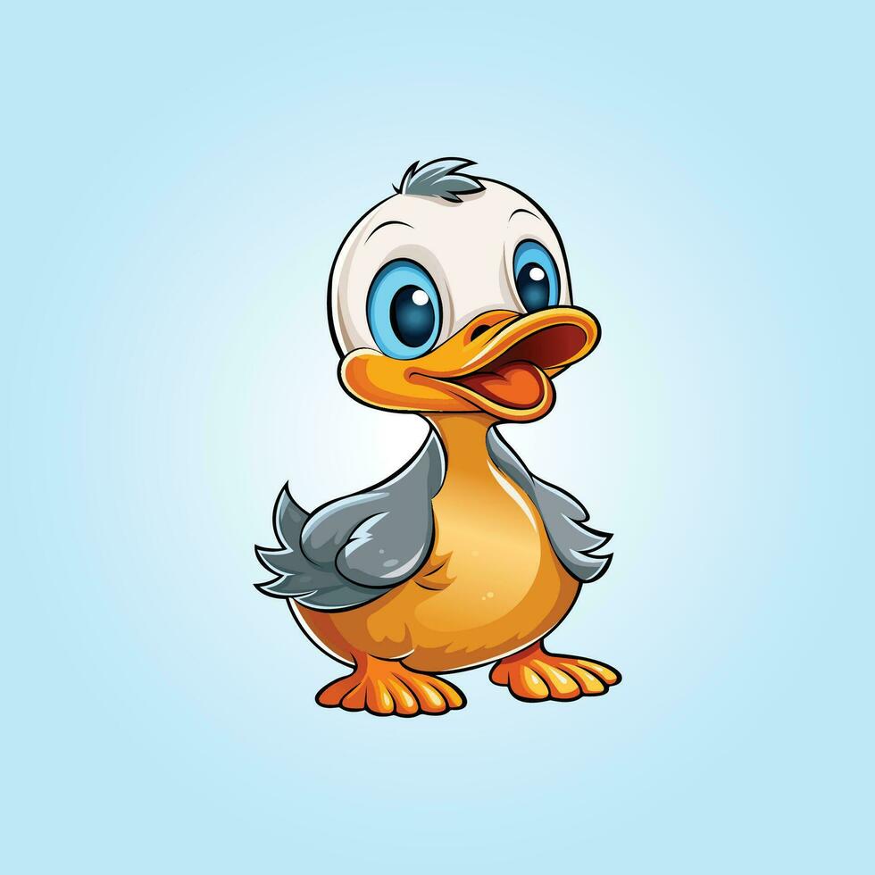 Vector cute duck cartoon illustration