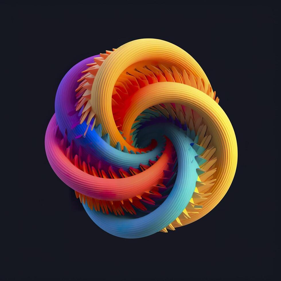 Abstract Rainbow Spiral. Soft and Rounded Forms Rendered in Tangled Perfection. AI Generative photo