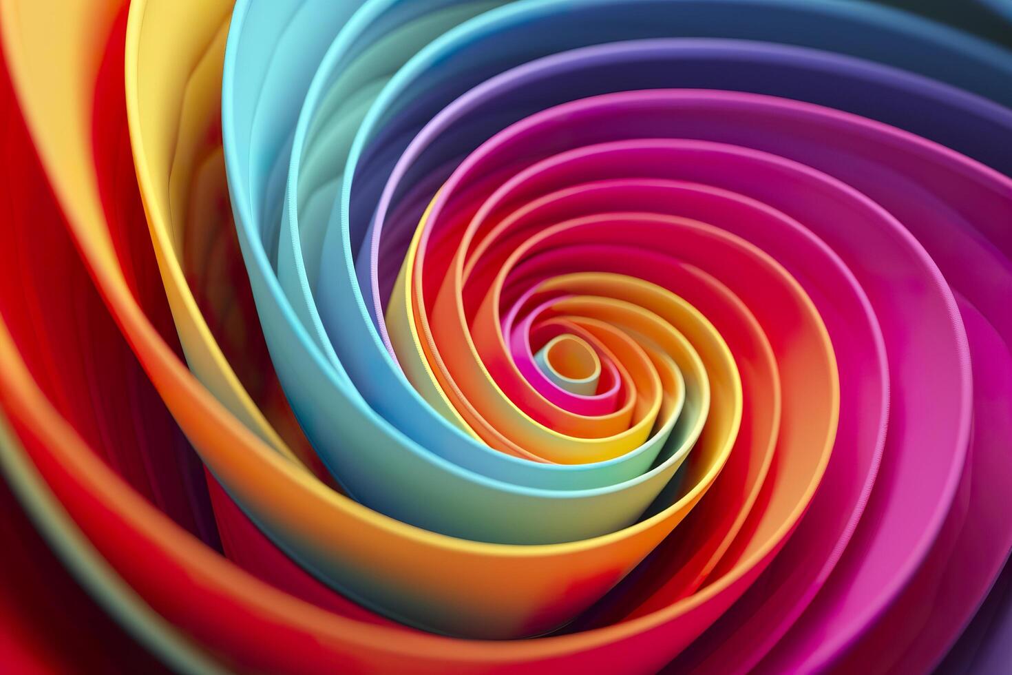 Geometric Spiral Pattern in Vibrant and Energetic Colors. A Professional Color Grading Experiment. AI Generative photo