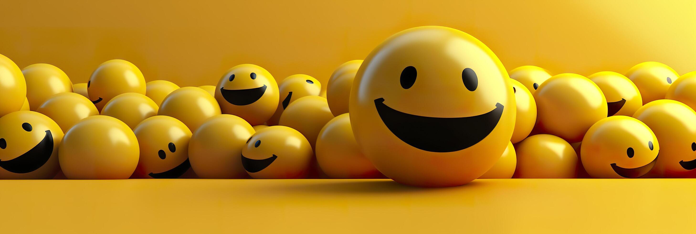 Happy and laughing emoticons 3d rendering background, social media and communications concept. AI Generative photo