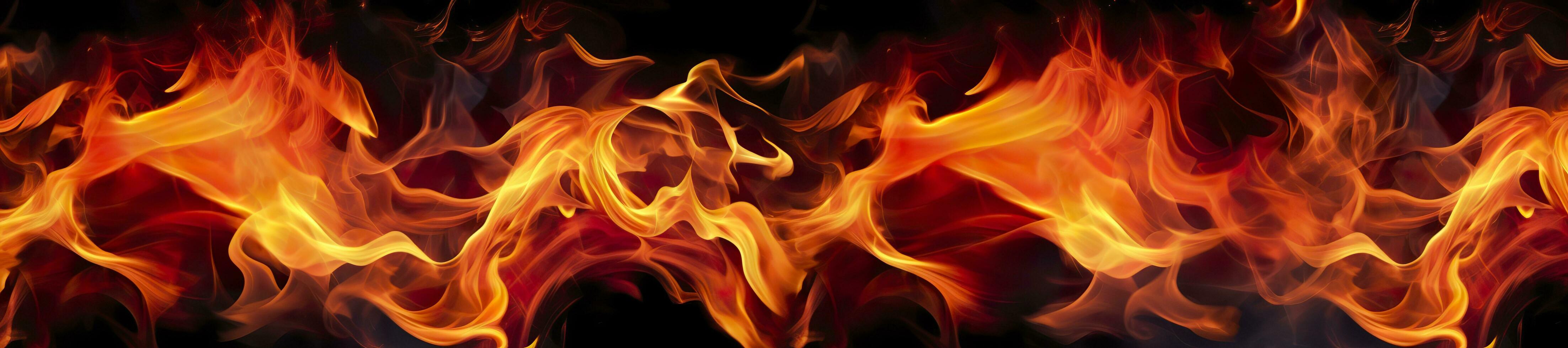 Fire flames on black background. AI Generative photo