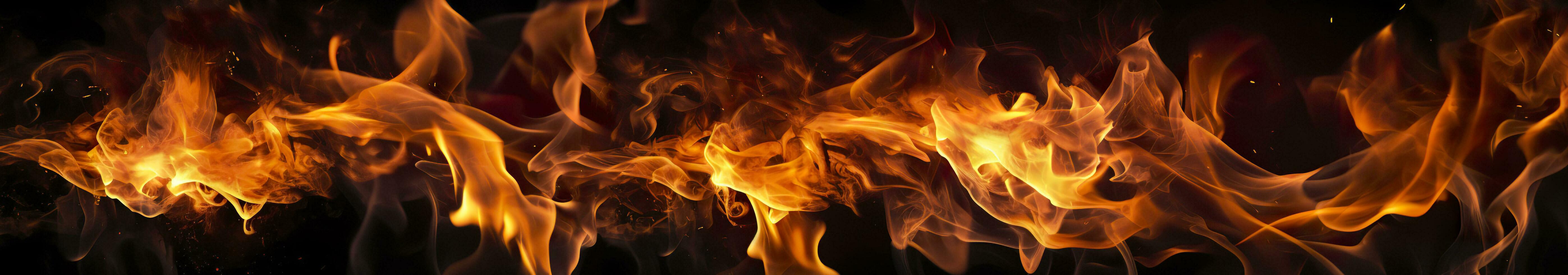 Fire flames on black background. AI Generative photo