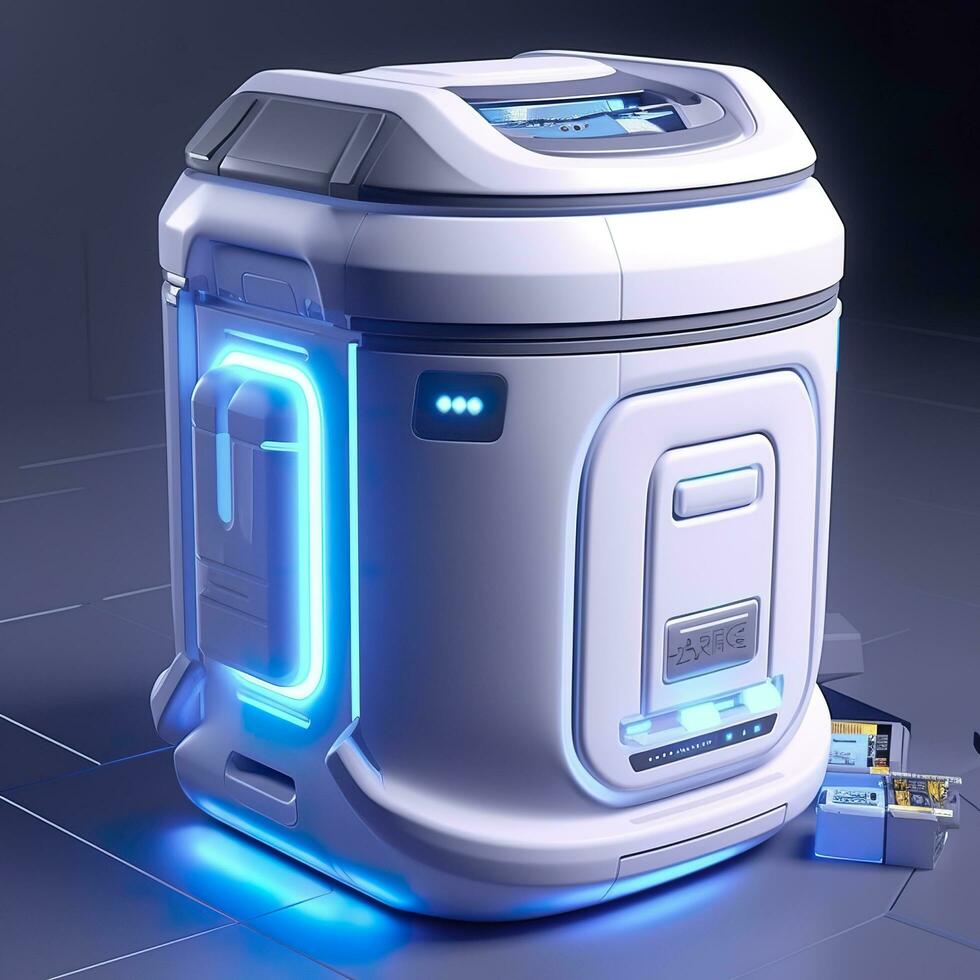 Removable Trash Can with Intelligent, Modular Design. A Futuristic Concept for Sustainable Waste Management. AI Generative photo