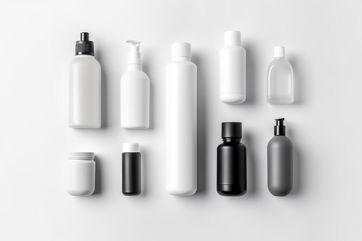 cosmetic beauty products containers on white background. Generative AI photo