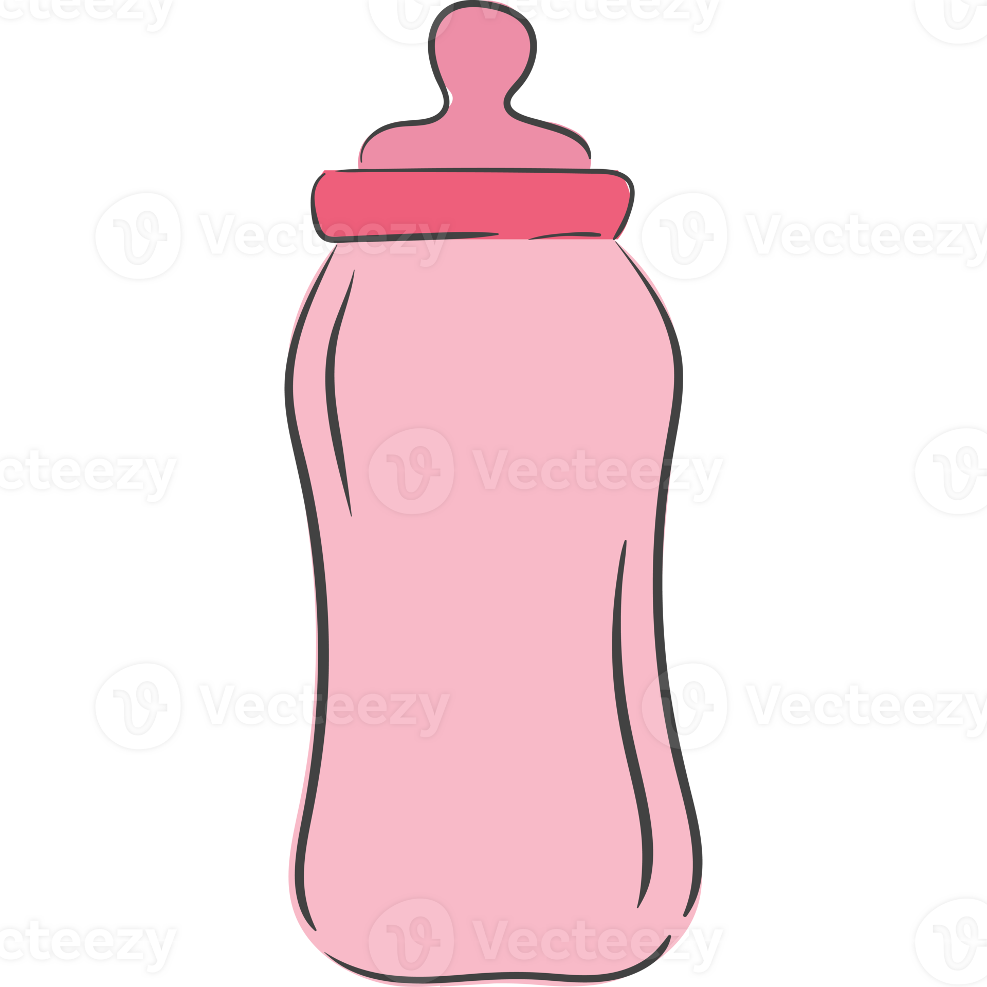 Baby Bottle Pacifier Doodle Illustration PNG Transparent Background