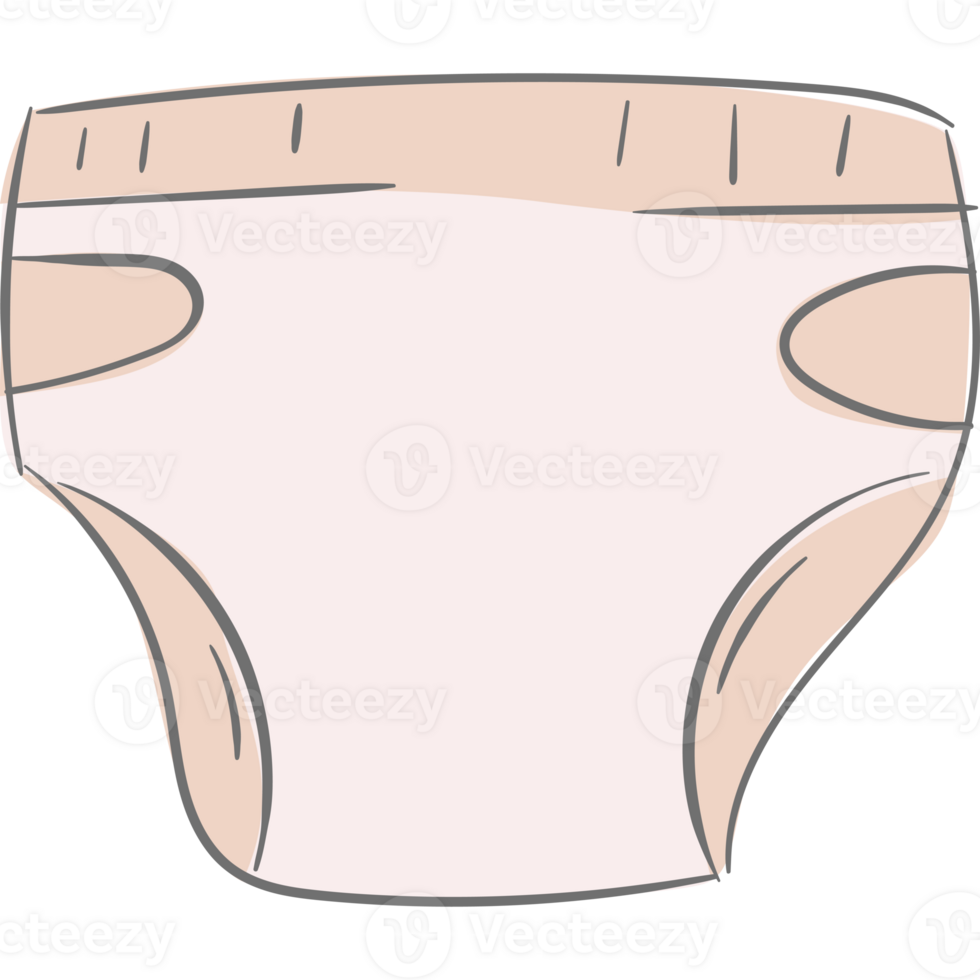 Baby Diaper Doodle Illustration PNG Transparent Background