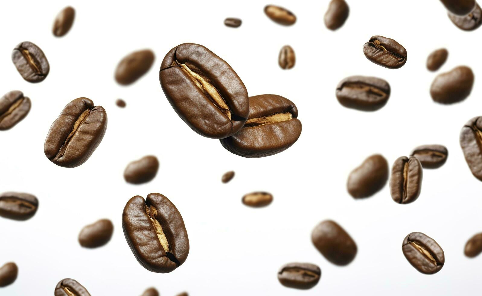 Coffee Bean flying on white background, 3d illustration. Generative AI photo