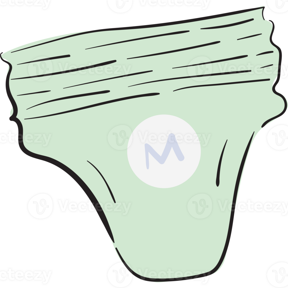 Baby Diapers Doodle Isolated Transparent Background PNG Illustration