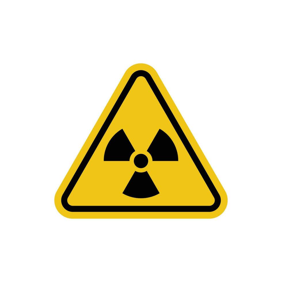 radioactivo peligro signo. radioactivo material radiación etiqueta. nuclear no ionizante radiación símbolo. vector
