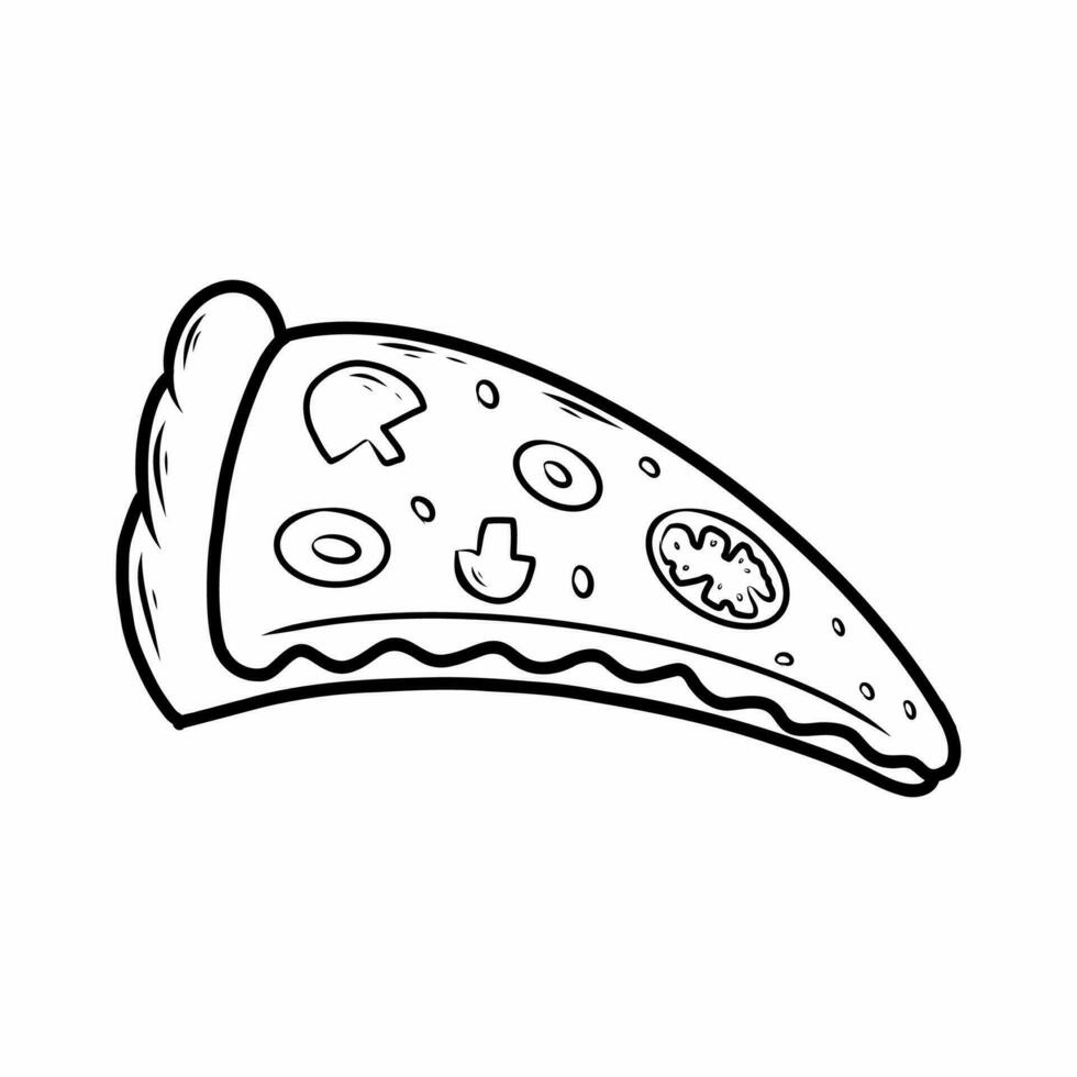 Pizza in style of doodle. Coloring book for children. Hand drawn illustration. vector