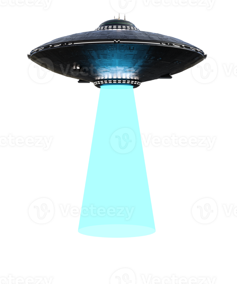 Unidentified flying object on the transparent background, 3d render png