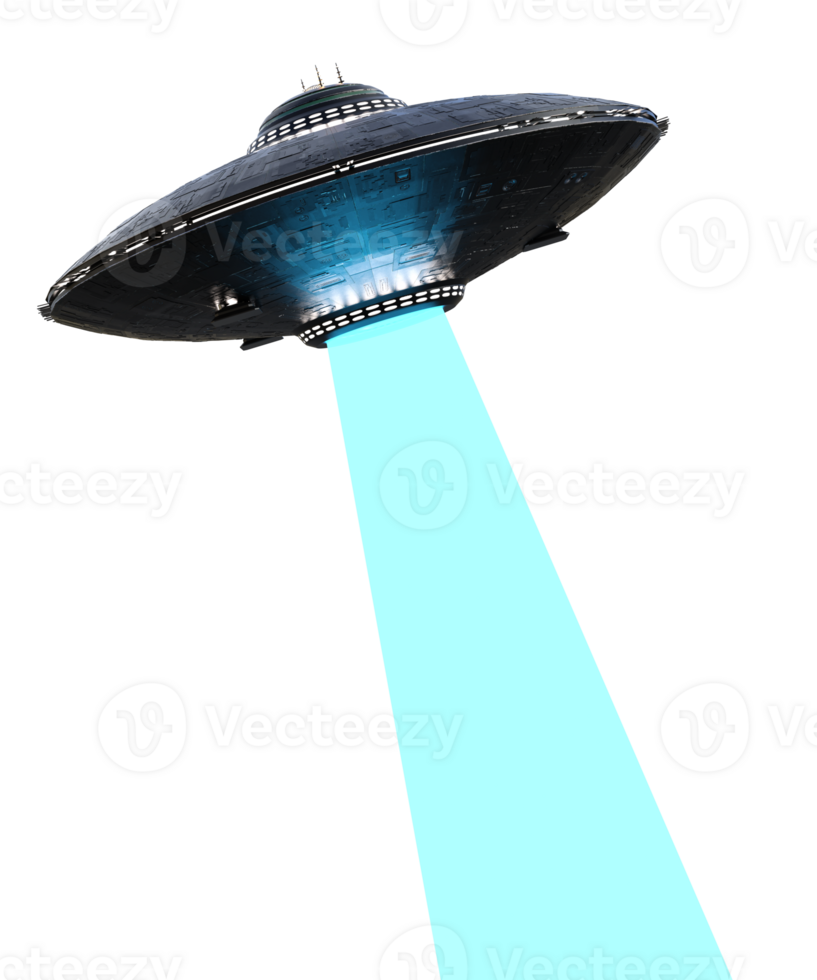 Unidentified flying object on the transparent background, 3d render png