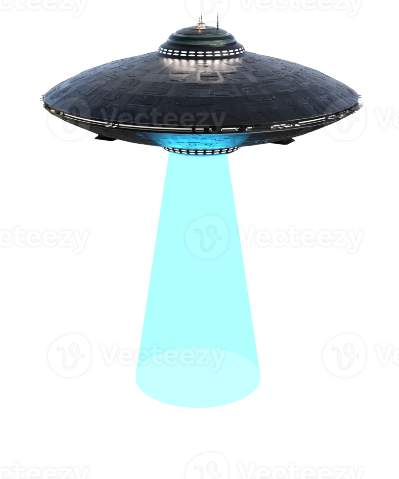Unidentified flying object on the transparent background, 3d render png