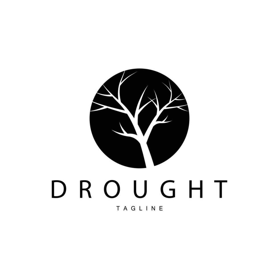 Drought Logo, Dry Tree Logo Design with Simple, Minimalist and Modern Vector Line Style