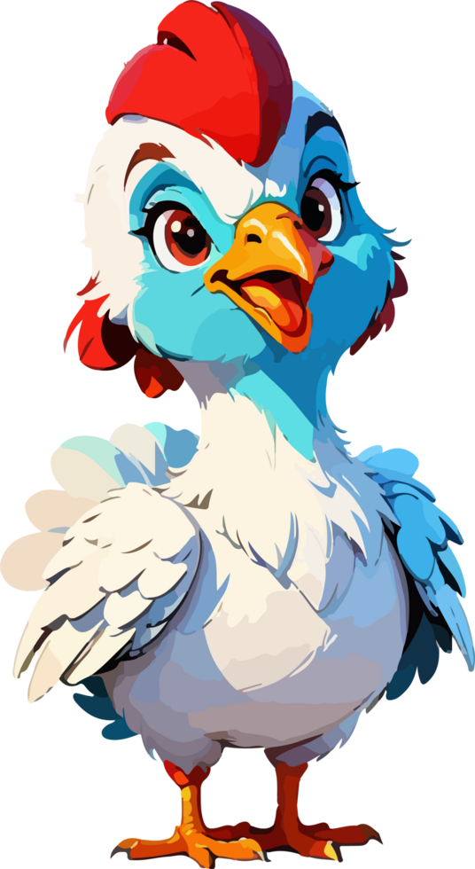 Cute Turkey Chicken Cartoon Character AI Generative png