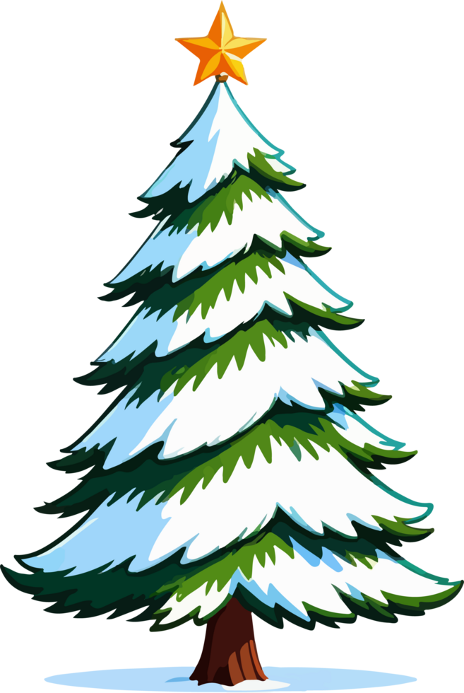 Noël arbre dessin animé autocollant ai génératif png