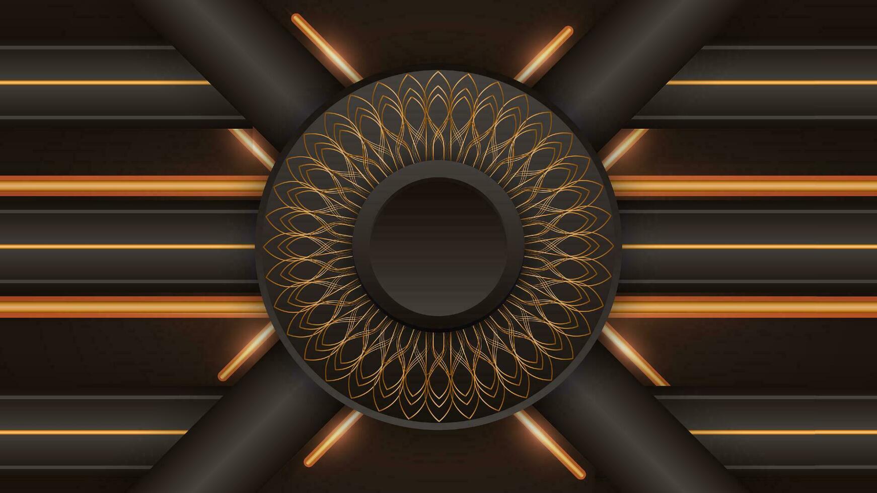 abstract gold florish in rounded brown  background design vector