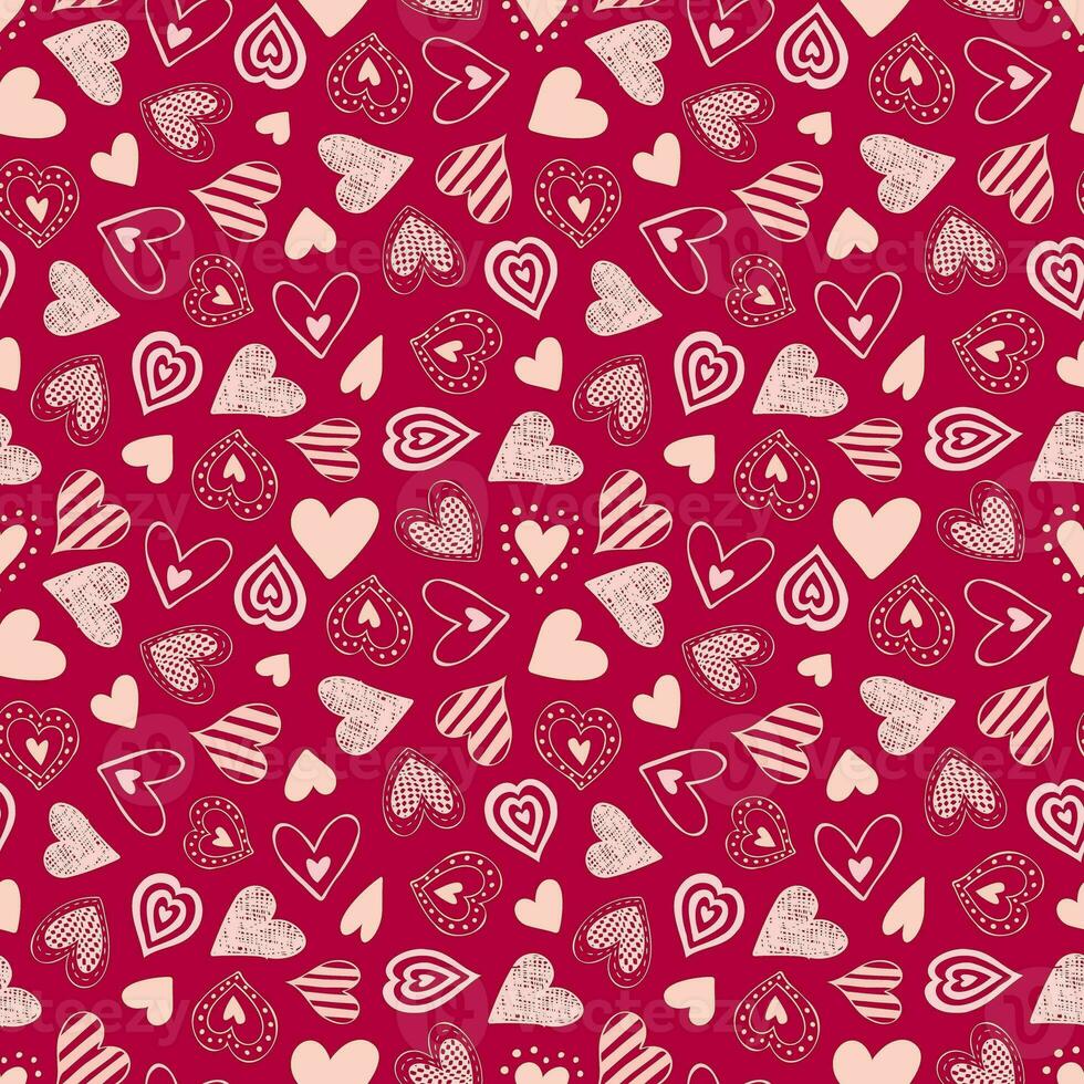 Seamless pattern doodle hearts. Trendy print for packaging design, fabric, textiles, covers, stickers, sublimations. Valentine's day, love, wedding photo