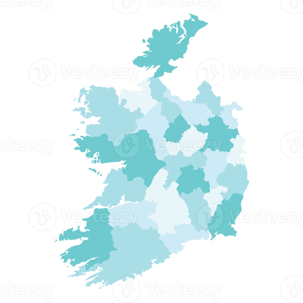 Ireland map. Map of Ireland in administrative regions png