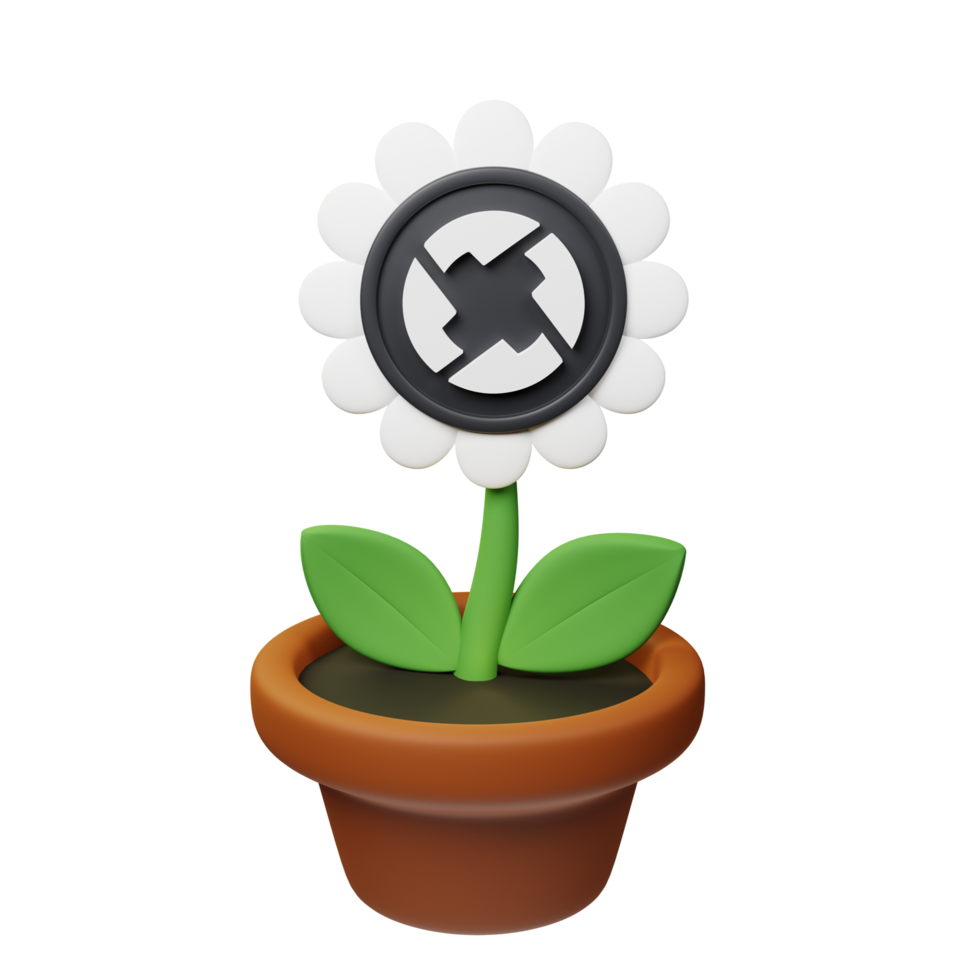 0x ,ZRX Crypto Bloom 3D Rendered Flower Pot png