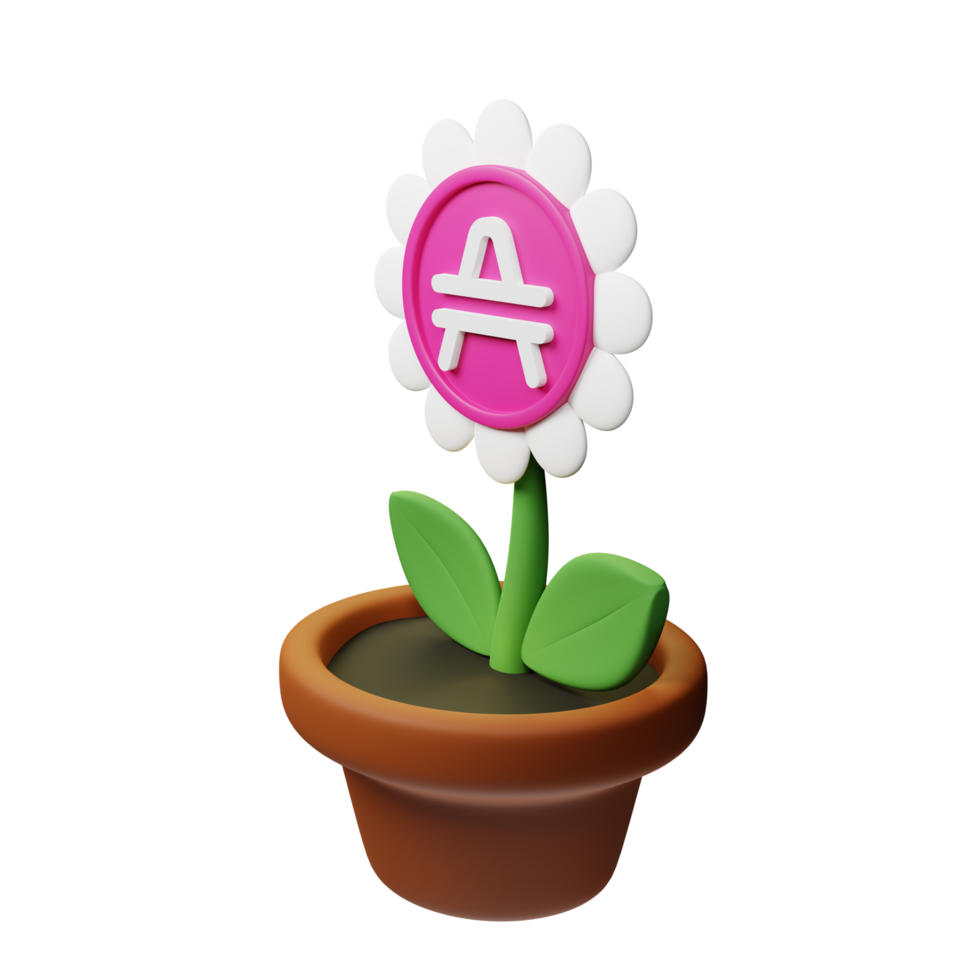 ampli crypto Floraison 3d rendu fleur pot png