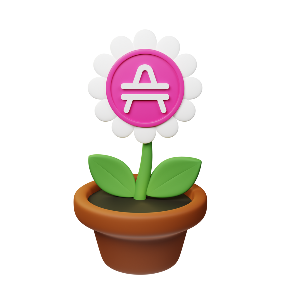 ampli crypto Floraison 3d rendu fleur pot png