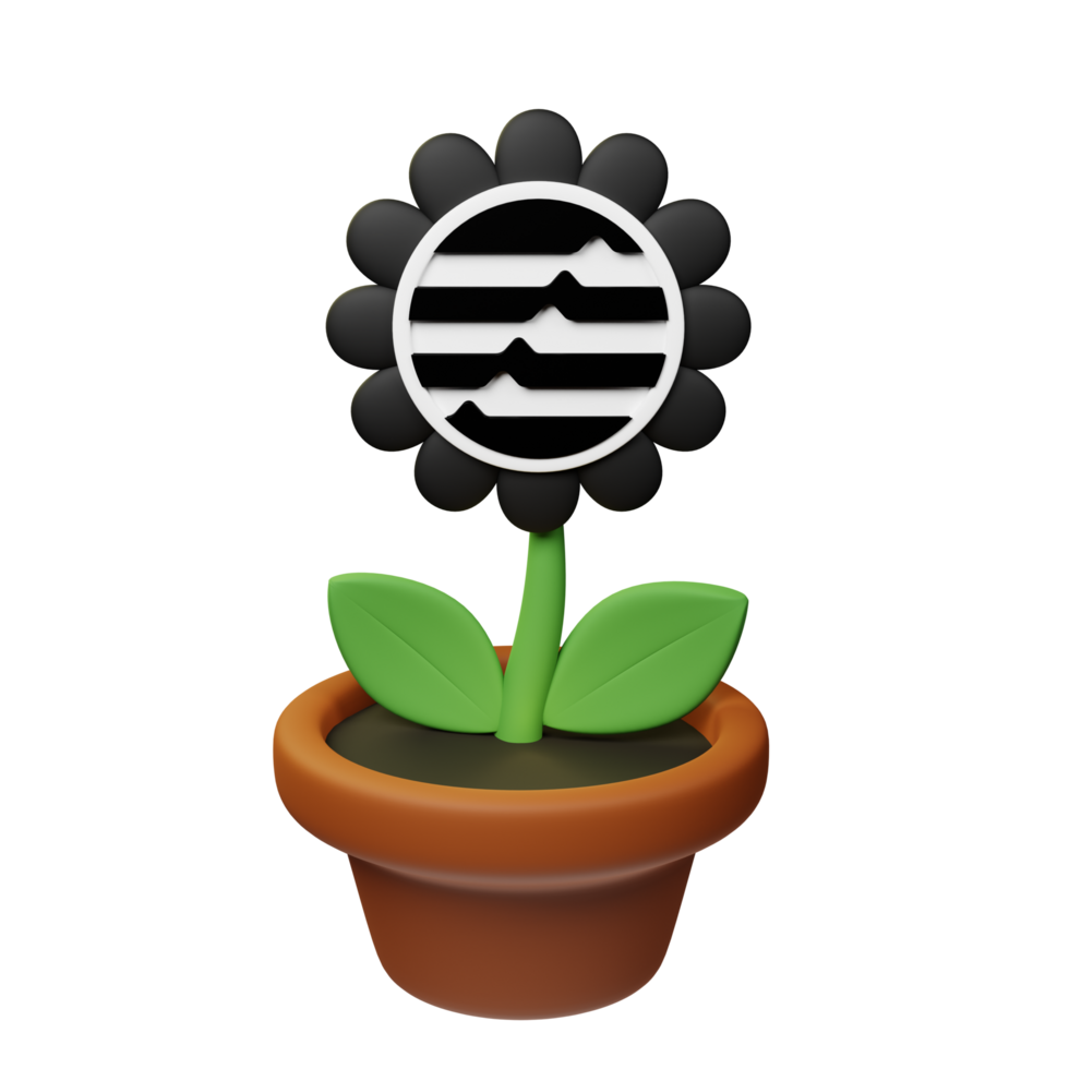 Aptos ,APT Crypto Bloom 3D Rendered Flower Pot png