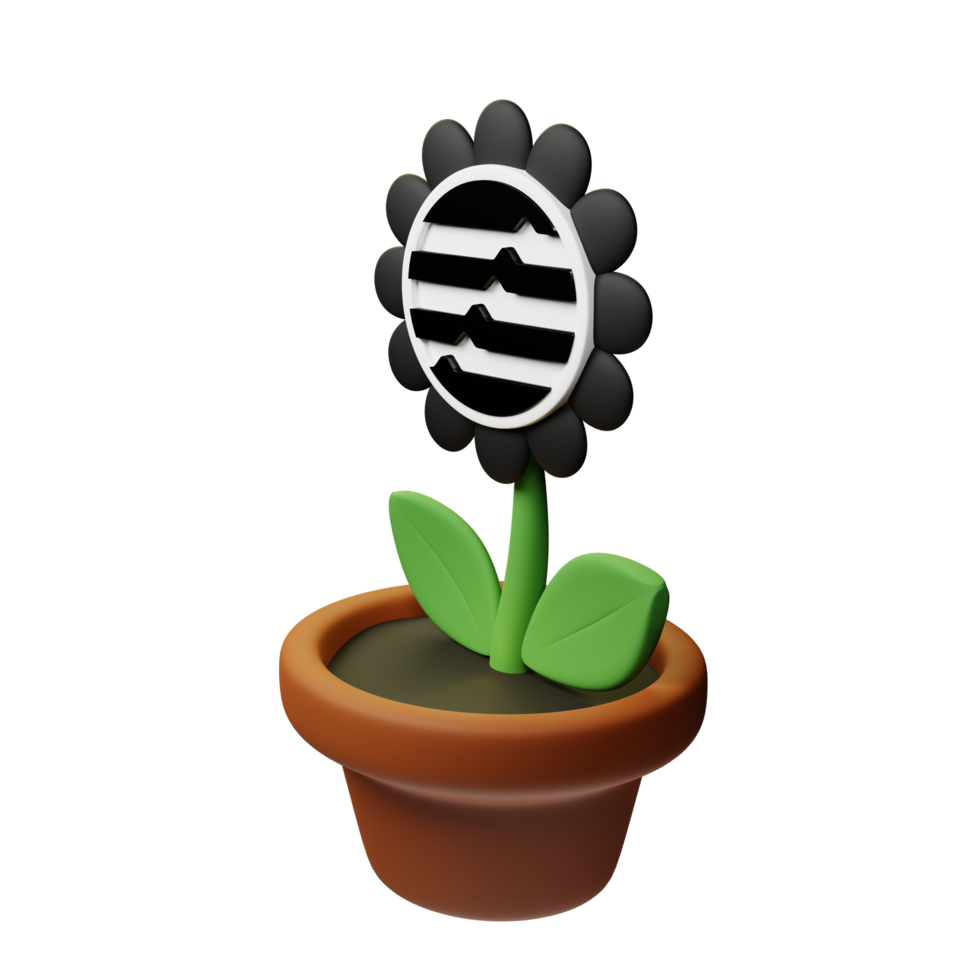 Aptos ,APT Crypto Bloom 3D Rendered Flower Pot png