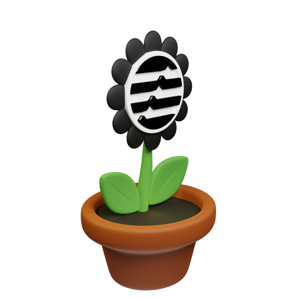 Aptos ,APT Crypto Bloom 3D Rendered Flower Pot png