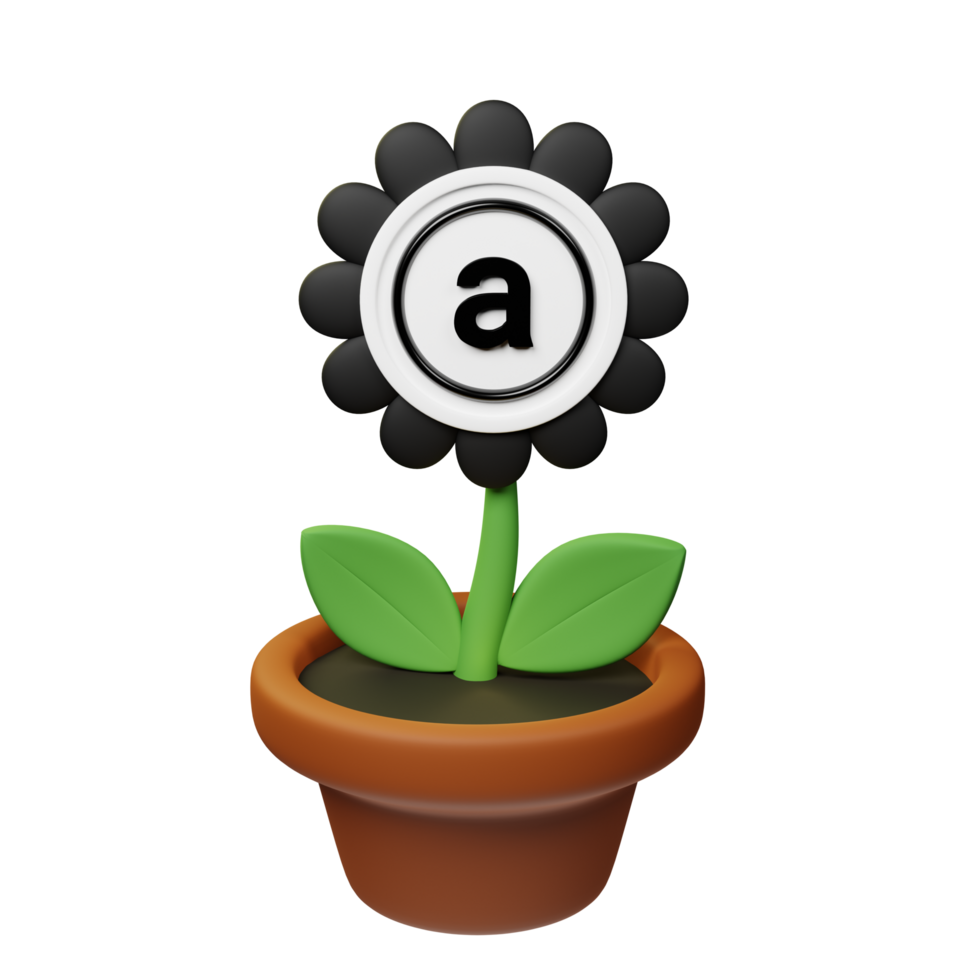 Arweave ,AR Crypto Bloom 3D Rendered Flower Pot png
