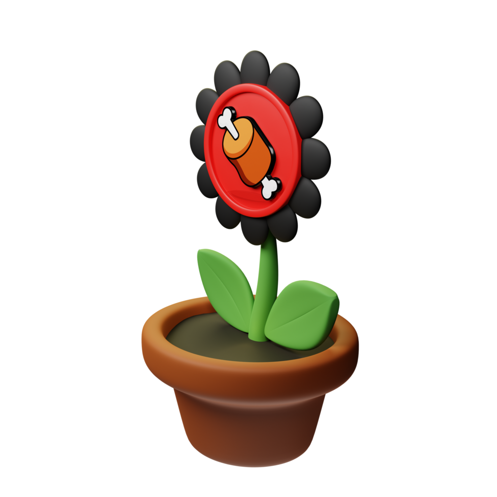 Bone ShibaSwap ,BONE Crypto Bloom 3D Rendered Flower Pot png