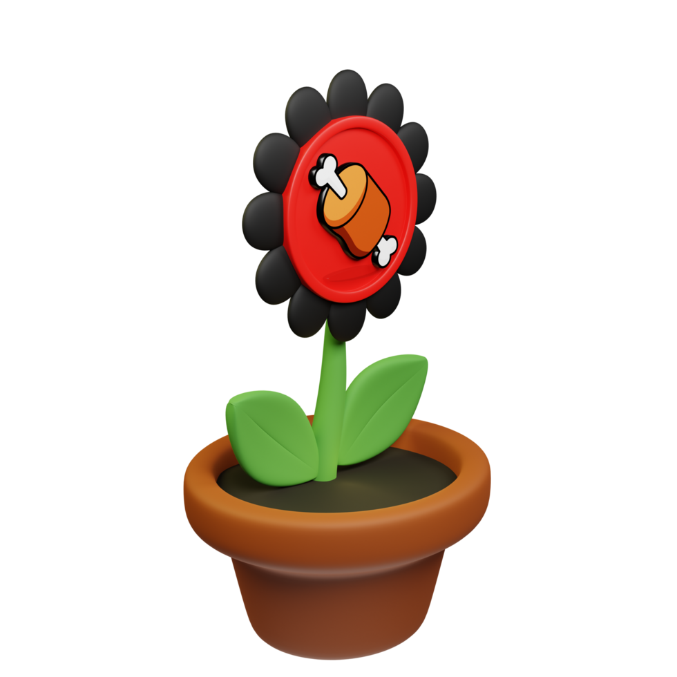 Bone ShibaSwap ,BONE Crypto Bloom 3D Rendered Flower Pot png
