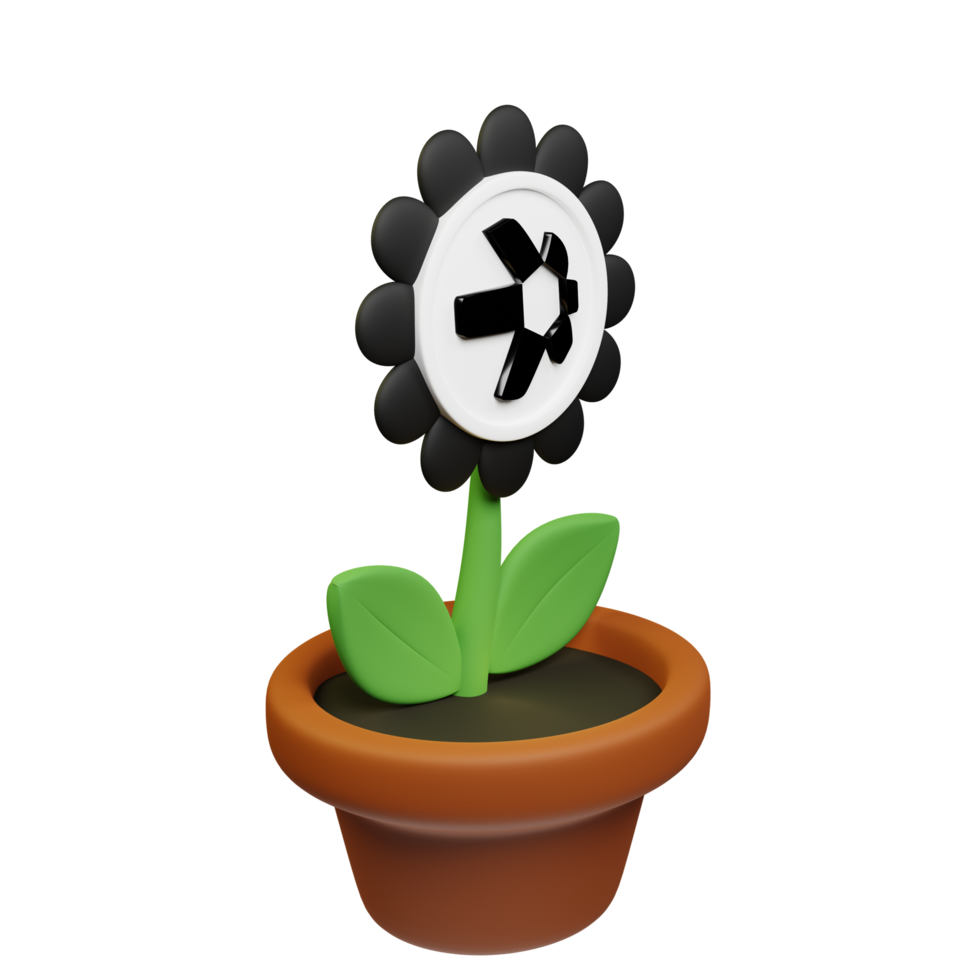 Quant ,QNT Crypto Bloom 3D Rendered Flower Pot png
