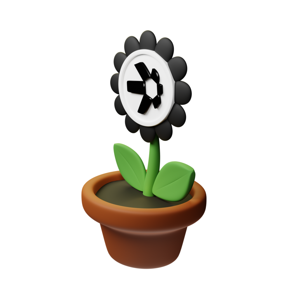 Quant ,QNT Crypto Bloom 3D Rendered Flower Pot png