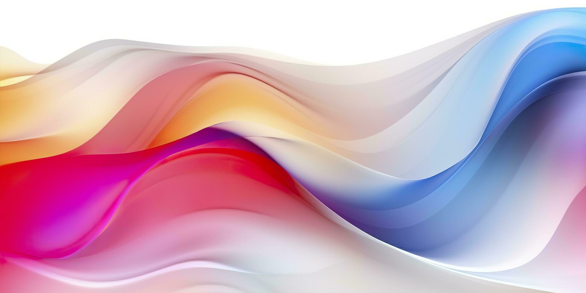 Colorful abstract wave lines flowing horizontally on a white background, ideal for technology, music, science and the digital world. AI Generative photo
