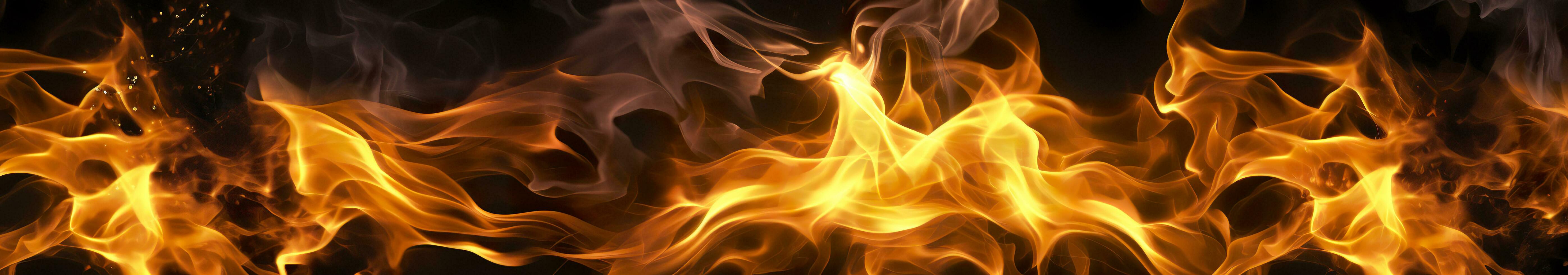 Fire flames on black background. AI Generative photo