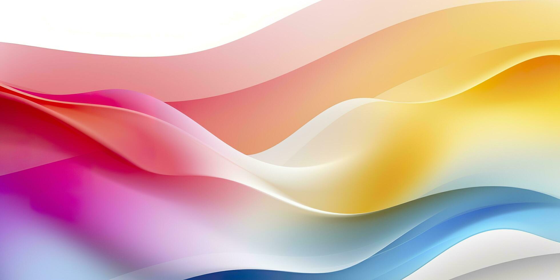 Colorful abstract wave lines flowing horizontally on a white background, ideal for technology, music, science and the digital world. AI Generative photo