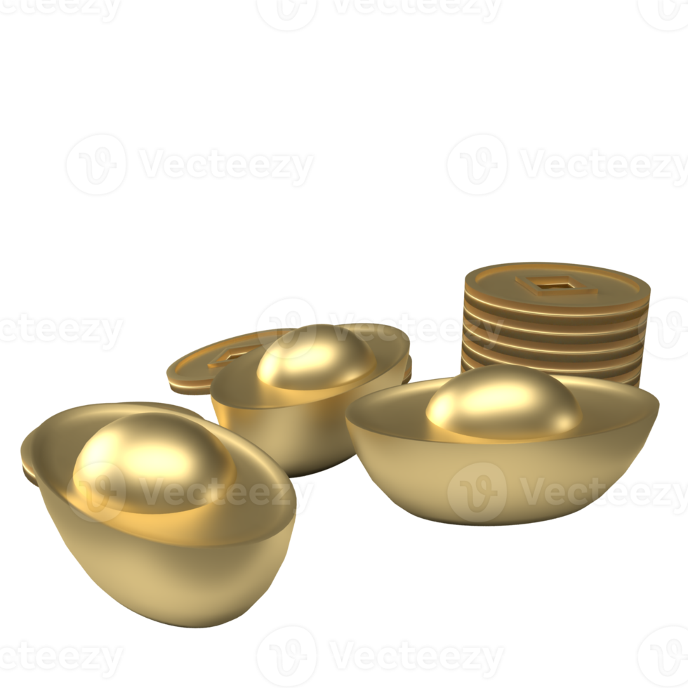 The gold Chinese money png image 3d rendering